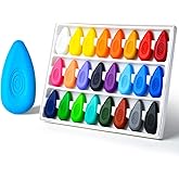 Four Candies Crayons for Toddlers 1-3, Water-Drop Easy-Grip, 24 Colors | Non-Toxic, Washable Toddler Crayons, Easy to Hold for Little Hands, Preschool Art Supplies Gift for Kids