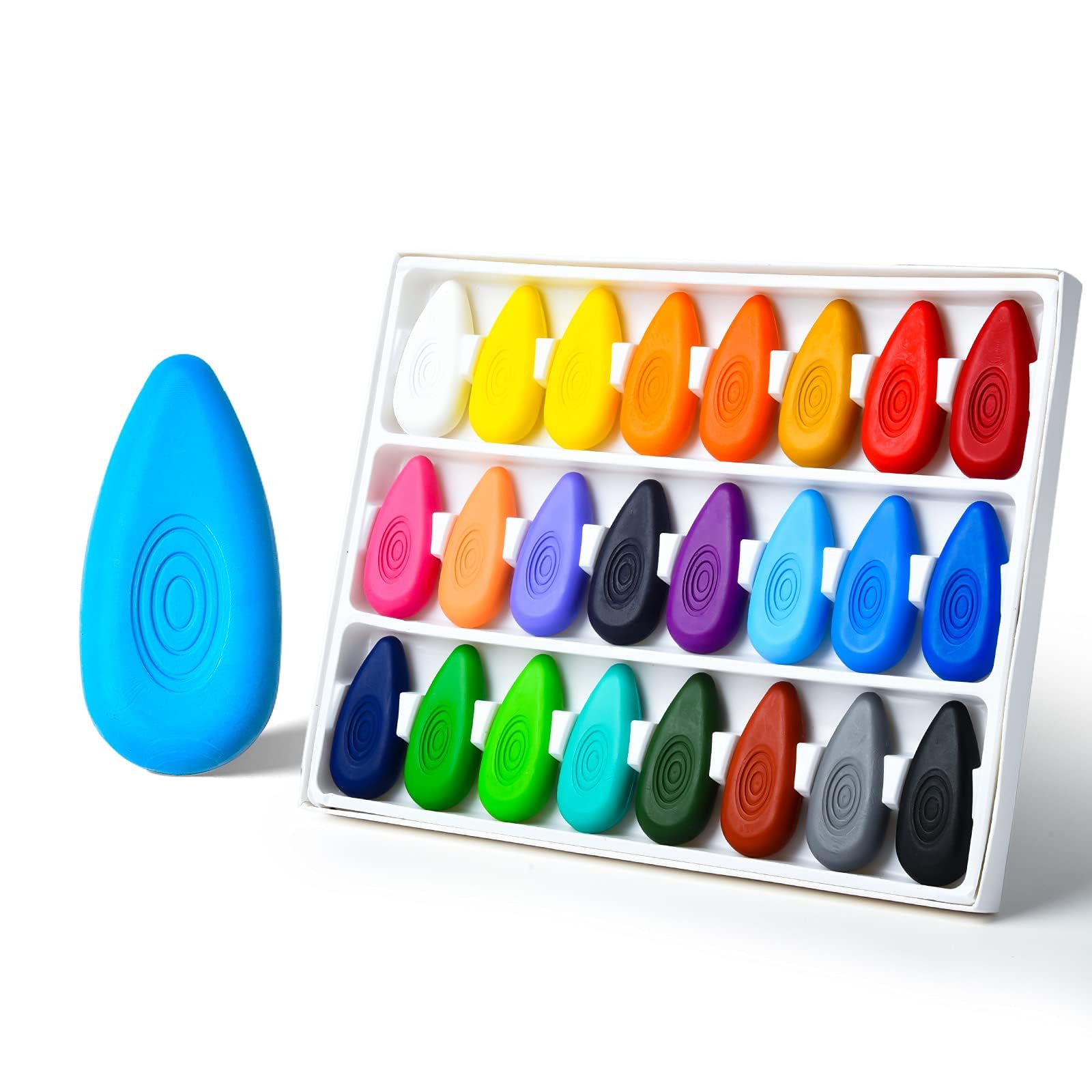 Four Candies Crayons for Kids 24 Colors, Non Toxic Washable Crayons for Toddlers 1-3, Unbreakable Easy-Grip Water-Drop Shape for Little Hands, Easter Egg Fillers for Toddlers Coloring Art Gift