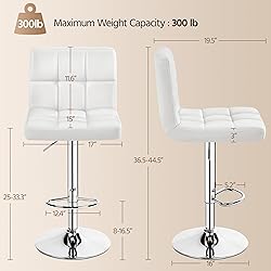 Yaheetech Bar Stools, PU Leather Adjustable Swivel