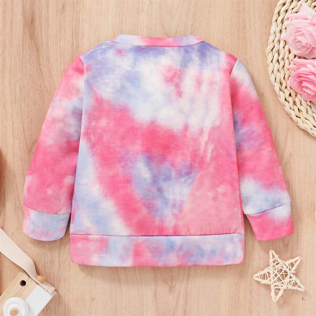 Toddler Baby Girls Sweatshirt Leopard/Tie Dye Casual Blouse Top Fashion Pullover Shirt Fall Winter Outfit: Clothing