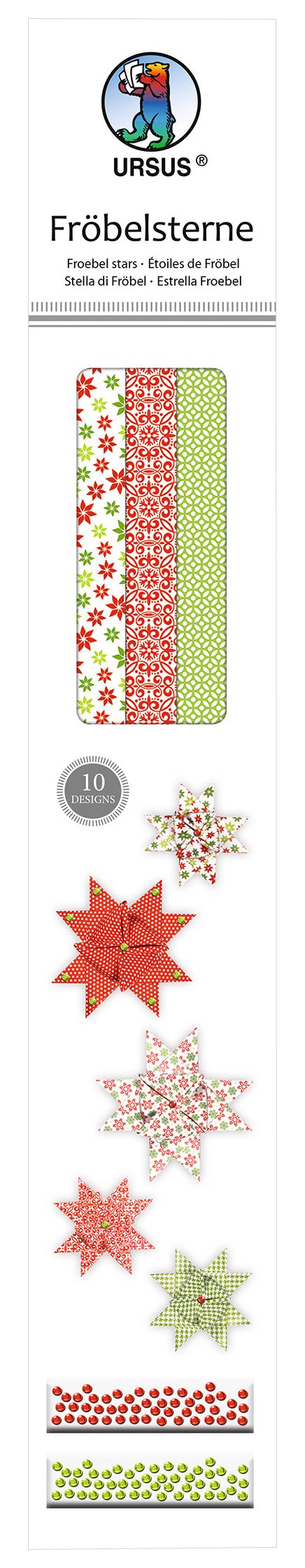 Ursus 34700000 – Moravian Star Assorted 60 Strips in 2 Sizes – Red