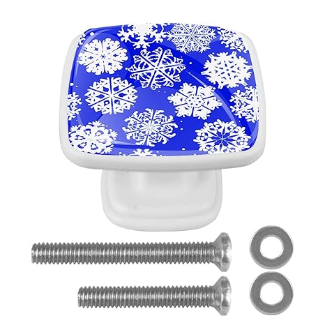 Schrankknöpfe und Griffe Blaue weiße Schneeflocke Küchenschrank Knöpfe