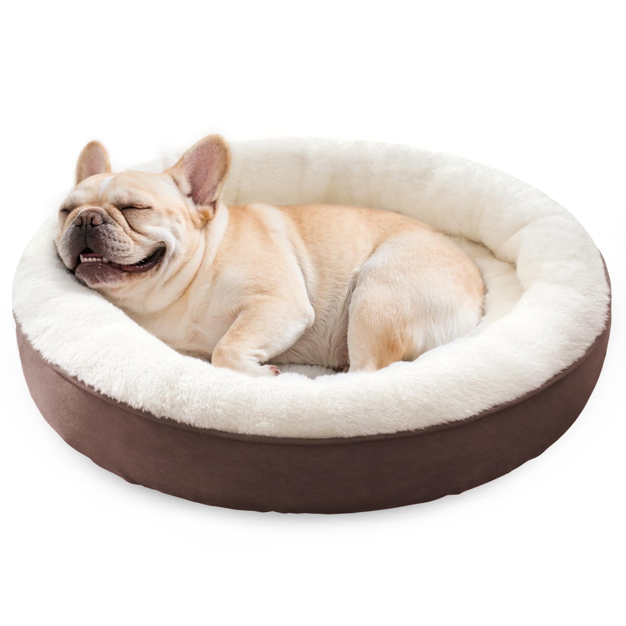 Love's cabin Round Donut Cat and Dog Cushion Bed, 30in Pet Bed for Medium or Large Dogs, Anti-Slip & Water-Resistant Bottom, Soft Durable Fabric Pet beds, Washable Calming Cat & Dog Bed Brown Image