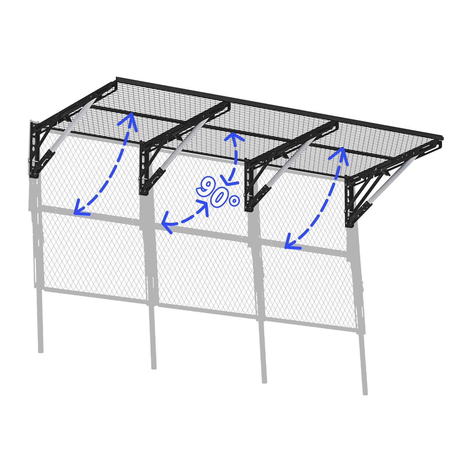 Photo 1 of Lamorland Heavy Duty Foldable Garage Storage Shelves Wall Mounted Metal Rack Unit Organizer with Removable Edge Barriers, Adjustable System for Corner Wall Use, 52.76 Inch Long 24.45 Inch Large