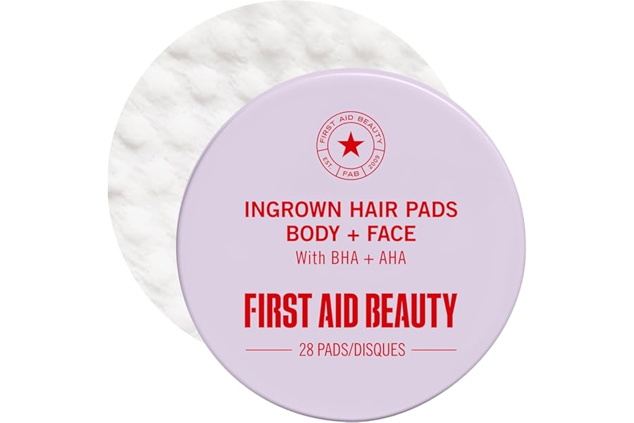 First Aid Beauty Ingrown Hair Pads Aftershave Treatment to Help Prevent Razor Bumps, Exfoliate Underarms & Bikini Area, Sensitive Skin