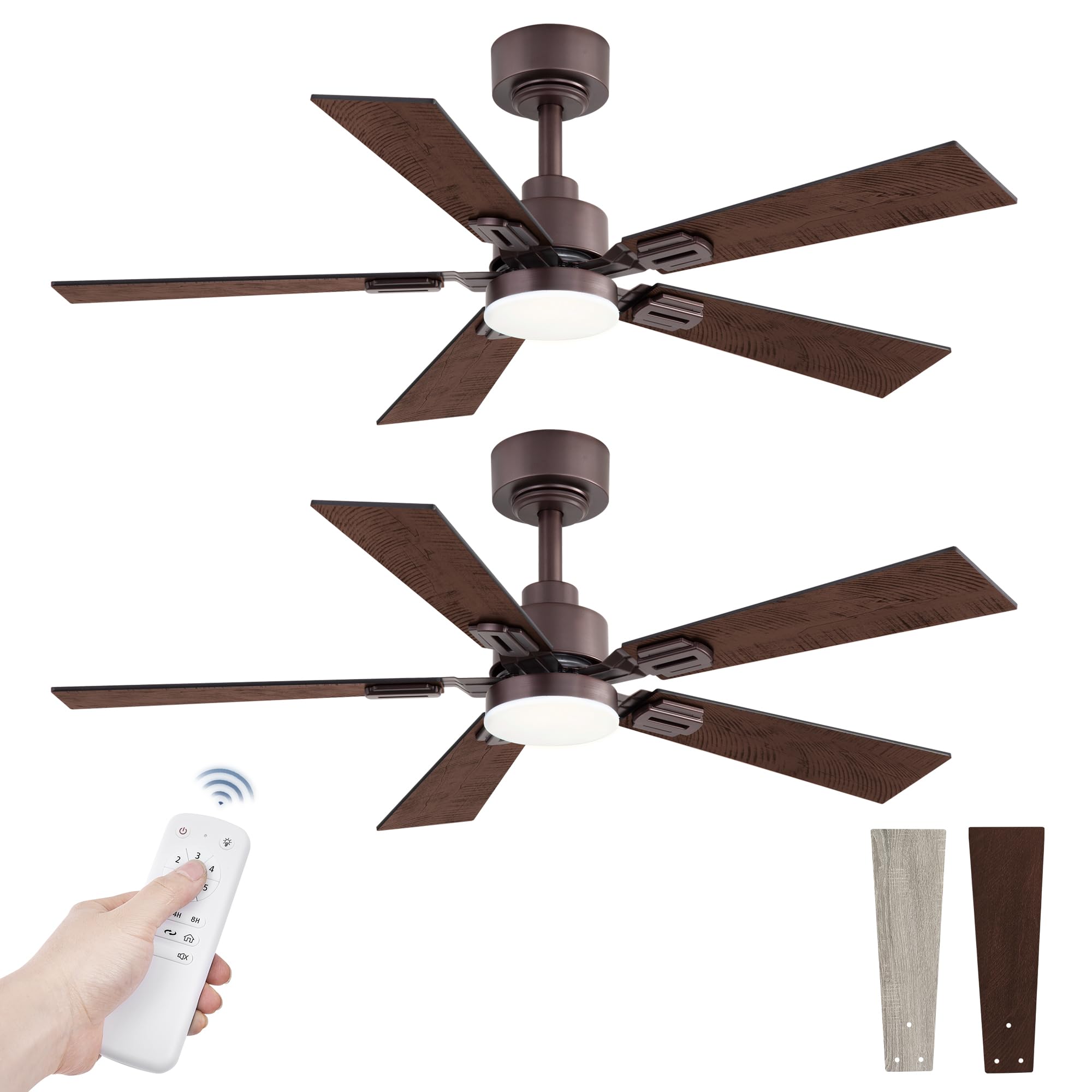 Photo 1 of Fanbulous 2 Pack of 42 Ceiling Fans with Lights and Remote, Modern Low Profile Ceiling Fans with Dimmable 3CCT Quiet DC Motor, Reversible Celing Fan with 6-Speeds Timer for Bedroom, Oil Bronze