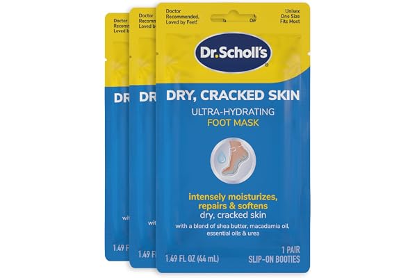 Dr. Scholl's Dry, Cracked Skin, Ultra Hydrating Foot Mask, 3 Pairs Moisturizing Socks: Intensely Moisturizes Repairs and Softens Rough Dry Skin with Urea & Essential Oils for Dry Cracked Feet