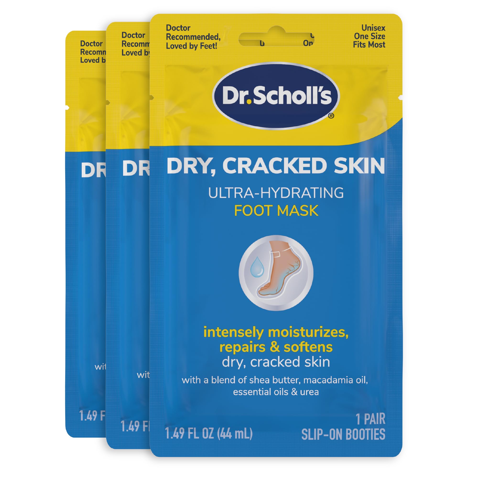 Dr. Scholl's Dry, Cracked Skin, Ultra Hydrating Foot Mask, 3 Pairs Moisturizing Socks: Intensely Moisturizes Repairs and Softens Rough Dry Skin with Urea & Essential Oils for Dry Cracked Feet