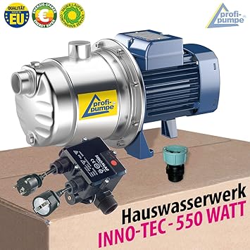 HAUSWASSERWERK KREISELPUMPE HAUSWASSERAUTOMAT INNO-TEC 600 - mit DRUCKSCHALTER EU. Fertigung FLUOMAC® vk SELBSTANSAUGENDE 4-S