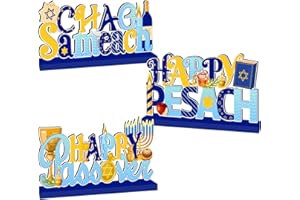 GINFTBRZGV Passover Decorations, 3Pcs Happy Passover Wooden Table Centerpieces Chag Sameach Table Topper Decorations Pesach Decor Pesach Seder Party Supplies for Jewish Holiday Tiered Tray Decor
