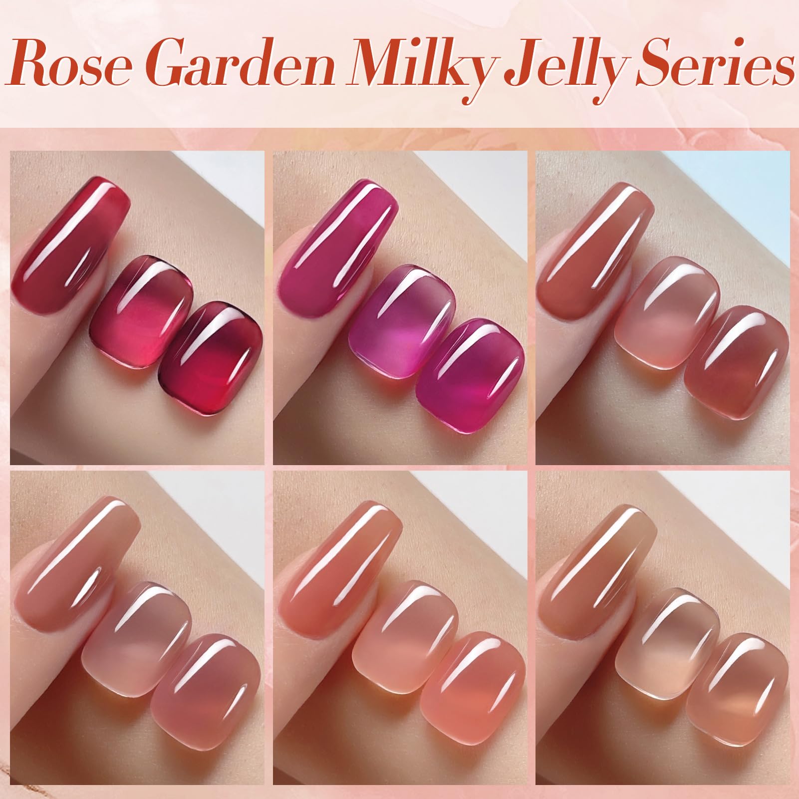 Born Pretty Jelly Burgundy Gel Nail Polish Fall Winter Jelly Wine Gel Polish Translucent Gel Polish Brown Purple Red Nude Colors Sheer Gel Polish Set Nail Art Varnish Manicure 6PCS - Image 4