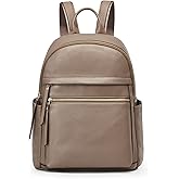 Kattee Genuine Leather Backpack Purse for Women Multi-functional Elegant Daypack Soft Leather Shoulder Bag Shopping Trip, Medium, Khaki