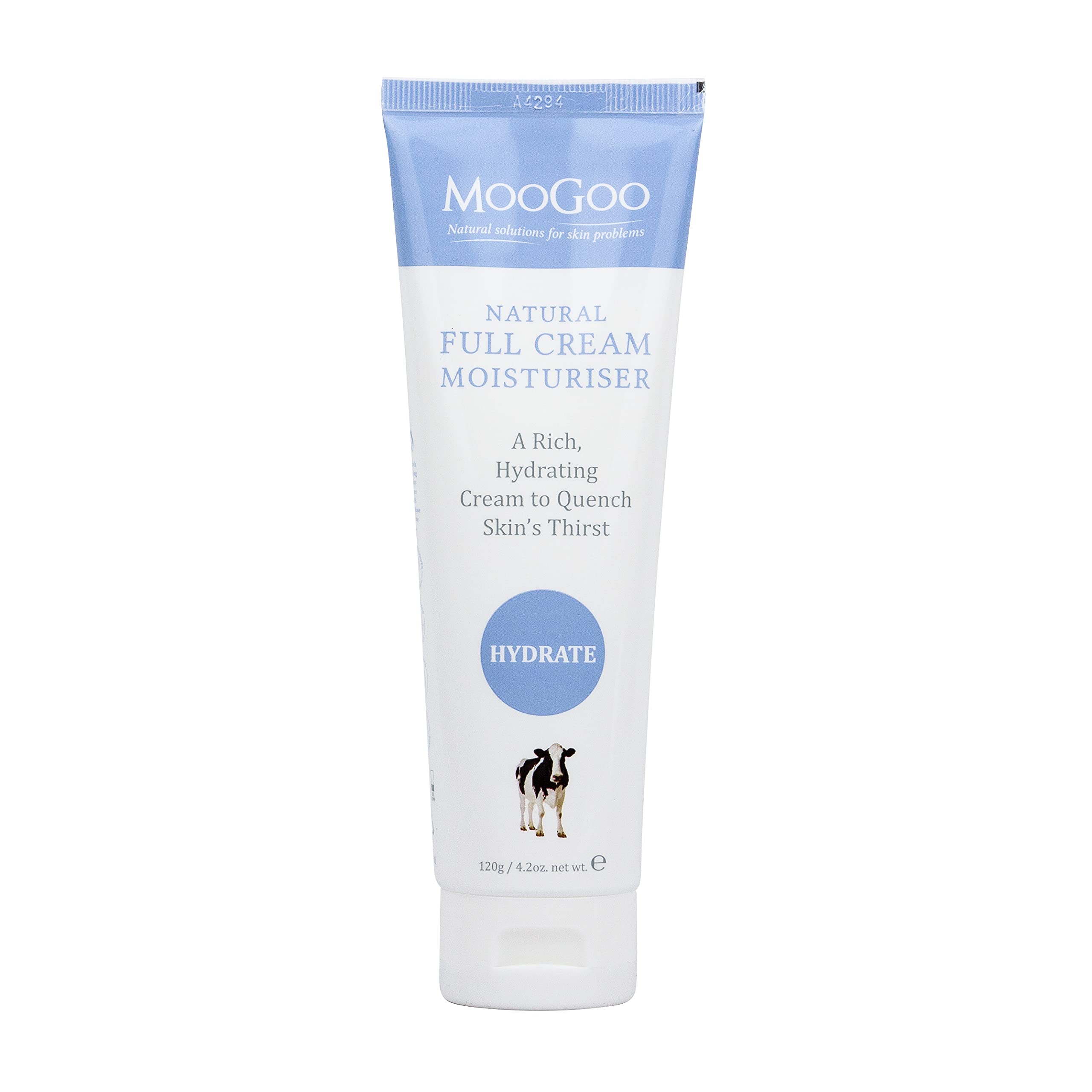 MooGoo Full Cream Moisturiser - Rich Hydrating Cream for Dry, Sensitive Skin – Paraben-Free, Phenoxyethanol-Free - Face & Body, All Ages - 120 g