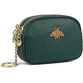 imeetu Women Leather Coin Purse, Small 2 Zippered Change Pouch Wallet