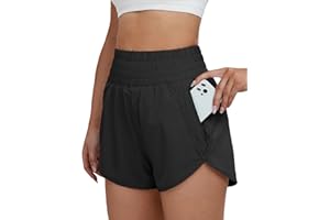 BMJL Women's Running Shorts Elastic High Waisted with Pockets, 2.5" Sporty Workout Quick Dry Athletic Shorts