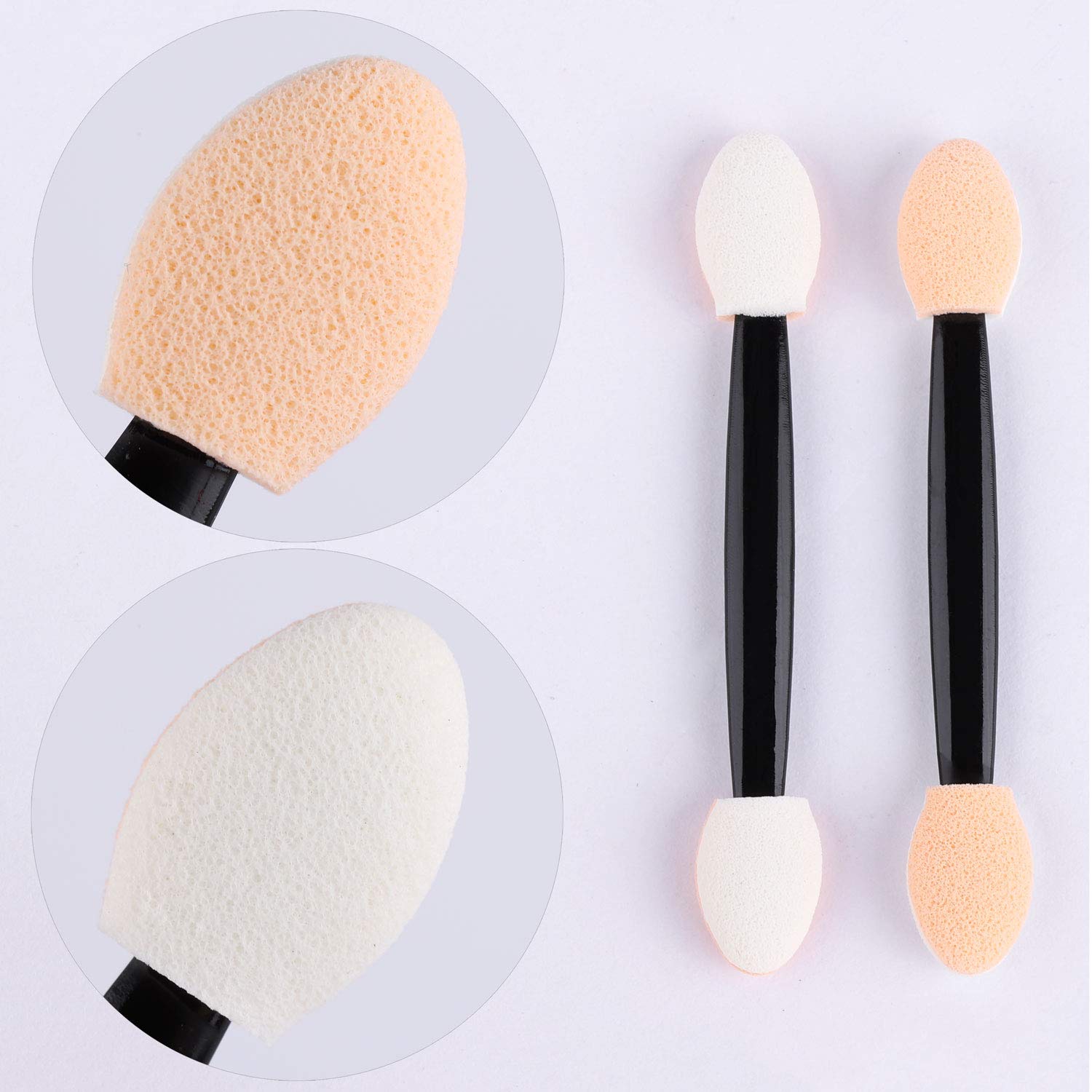 150 Eye Shadow Applicator Disposable Foam Makeup Brush Sponge Tipped Oval Eyeshadow Applicators Dual Sides with A Box: Beauty