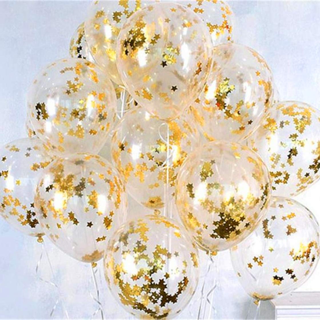 Toys & Games Mazhashop Clear Balloons Gold Star Foil Confetti Transparent Balloons Happy ...