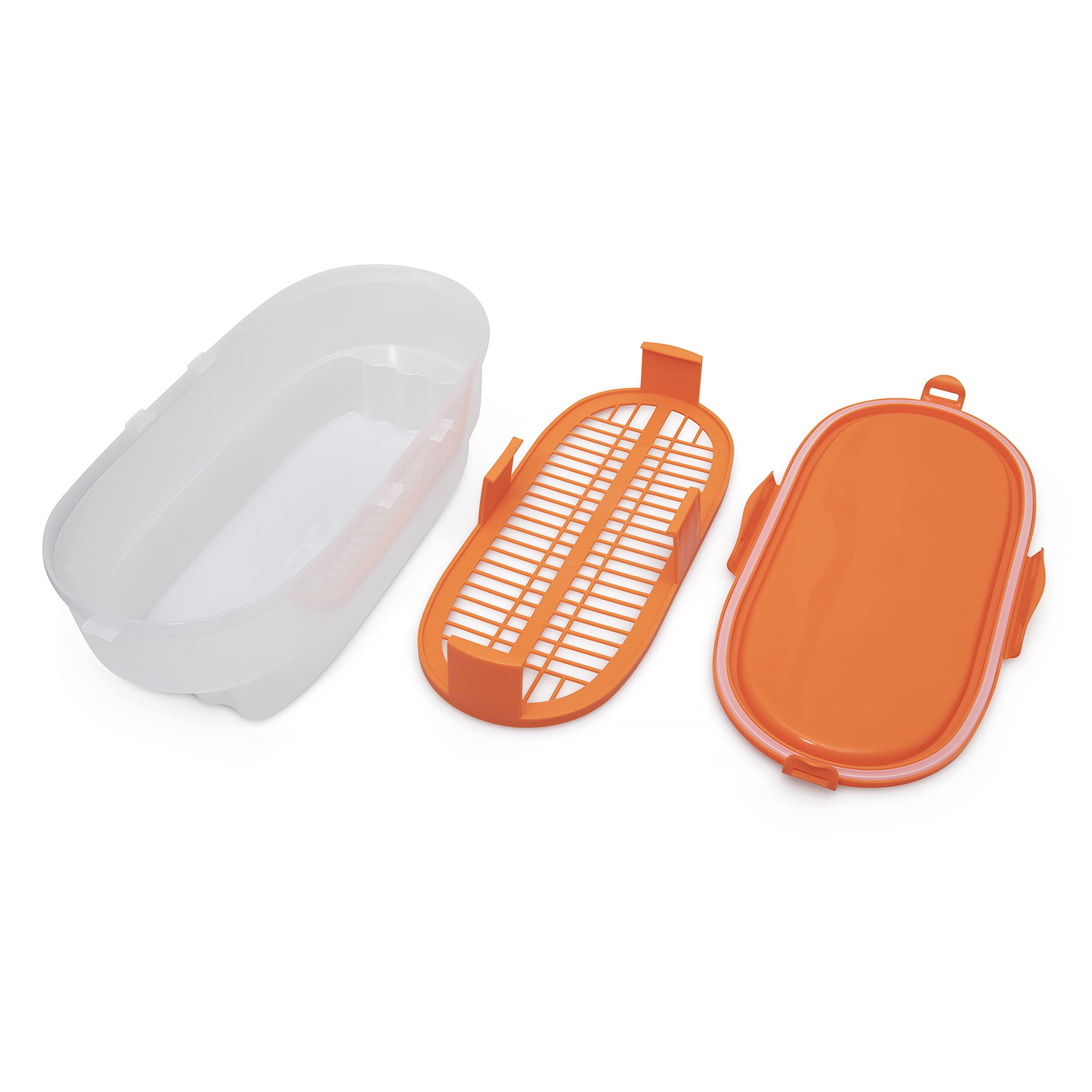 Premium Products Corp Easy Breader Batter Bowl All-in-1 Mess Breading Station Tray Snap-Shut Lid with Silicone Ring For Coating Fried or Baked Food With Deep Fry Cooking Thermometer(PPC-EBB-2021-01)