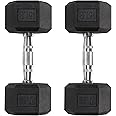 Iron Crush Hex Dumbbells - Heavy Duty PVC Coated Weights, Chrome-Plated Knurled Handles - Workout, Exercise, Lifting, Body Building Home Gym Training Gear - 3 Lb to 50Lb Options - Sold in Pairs