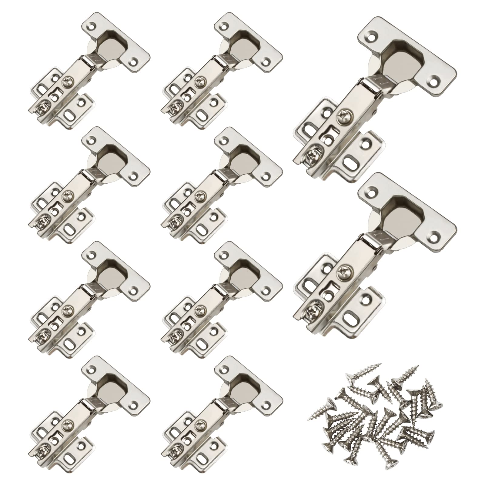 CVIUYO 10Pcs 35mm Cabinet Hinges, Kitchen Cupboard Concealed, Wardrobe, Embedded Furniture Hinges Full Overlay for Kitchen Bathroom Cabinet Closet with Screws