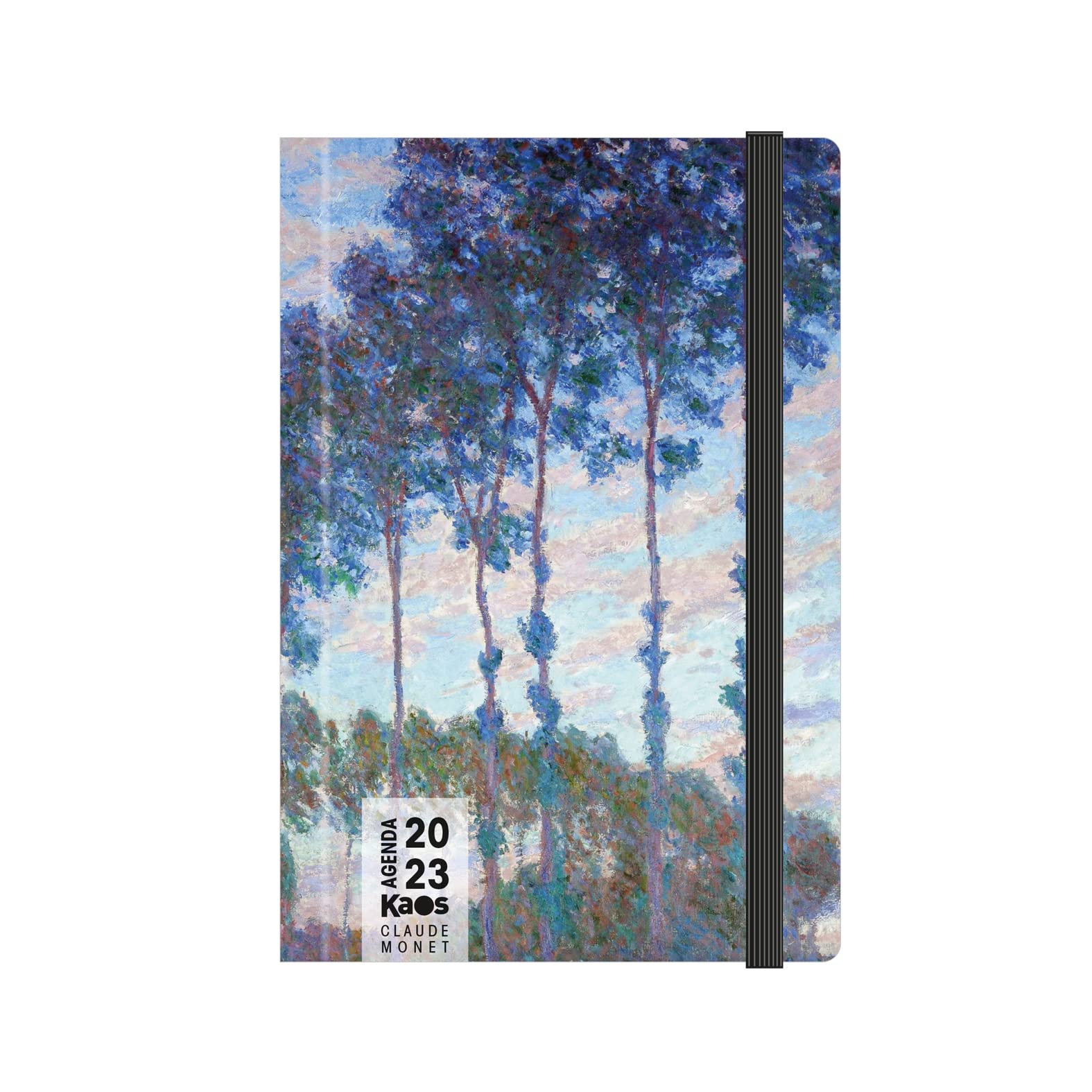 Kaos 2023 Daily Planner - 12 Months with Planner - Medium 12 x 18.6 cm - for Home, Office, School, University - Hard Cover, Flat Elastic Band, Bookmark, Rounded Corners - Monet - Poplar
