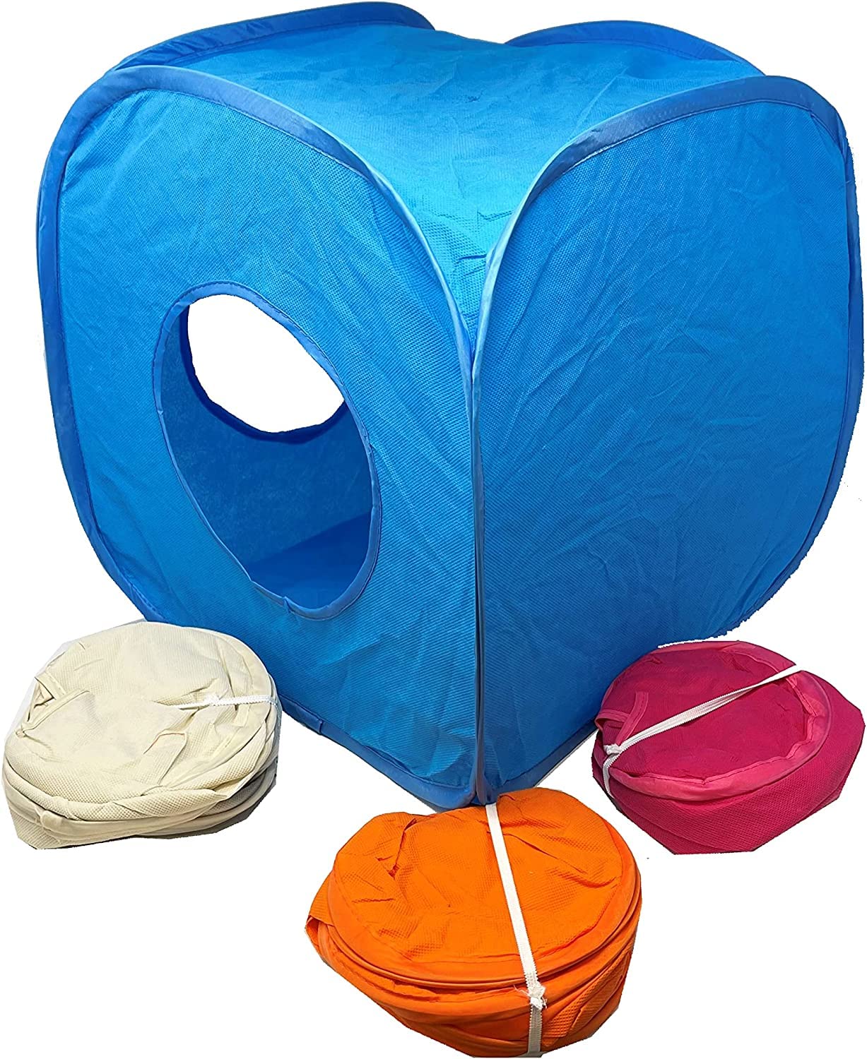 Cat Play Cube Pop Up Cat Play Cube Pet Cat Kitten Cube Tunnel Strong Box Fun Fold Away Animal Toy Small Pets Fun Box 38Hx38Wx38D (cm) Zvire (Cream)