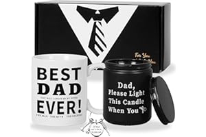 OurHonor Gifts for Dad, Mug for Father, Candle for Daddy, Best Dad Ever Coffee Mug with Keychain, Fathers Day Gift for Birthday Christmas Gifts from Daughter Son