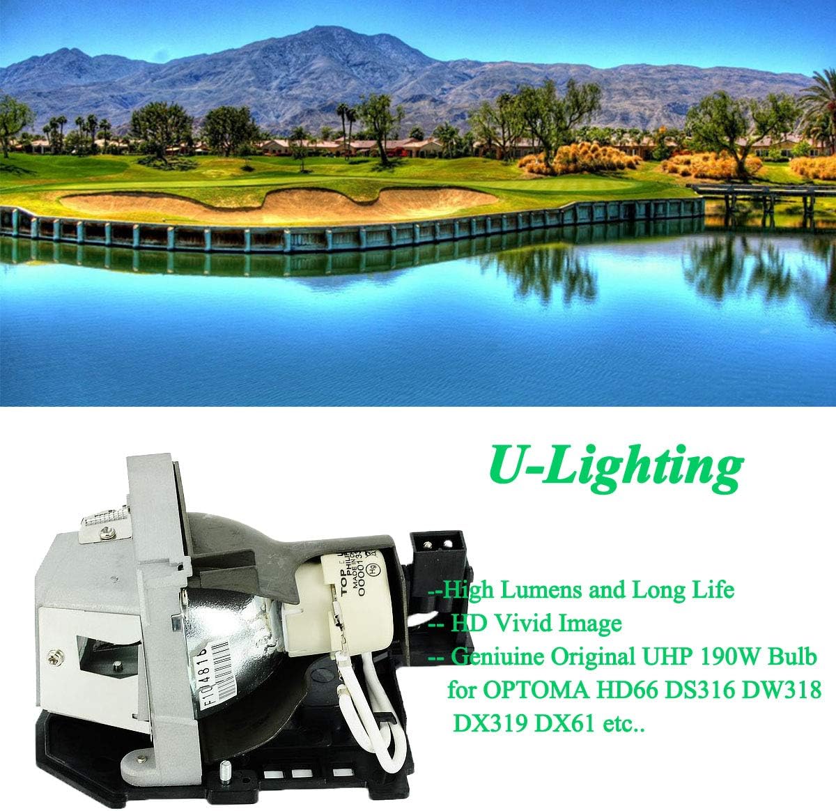 U-Lighting BL-FU185A SP.8EH01GC01 Premium Projector Lamp Bulb UHP190 Watts for OPTOMA DS216 DS316 DW318 DX319 DX619 ES526 EW531 EW536 EX526 EX531 EX536 HD600X HD66 HD67 HD6700 with Housing - Image 4