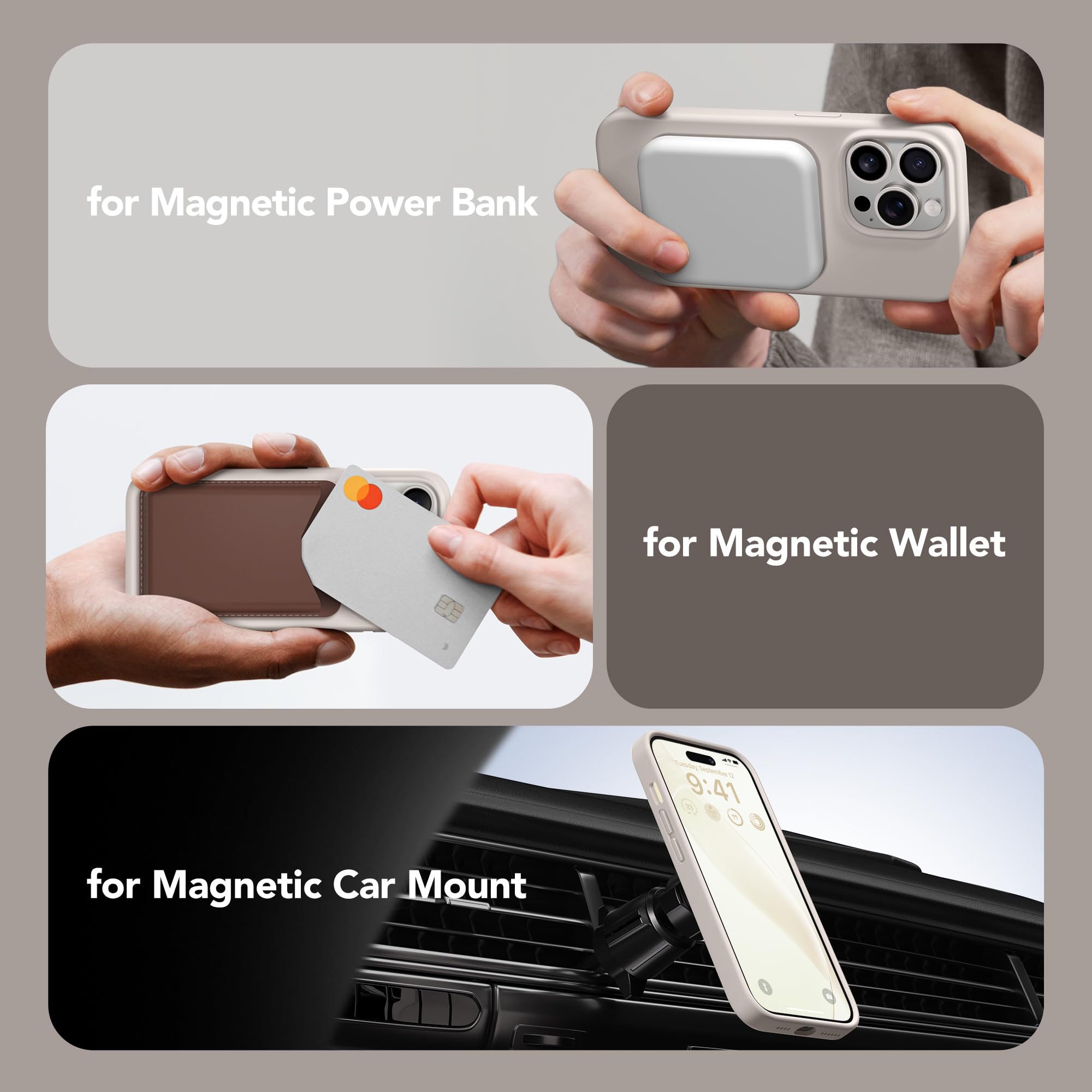 GONEZ for iPhone 14 Pro Max Case Silicone, Compatible with MagSafe, with Screen Protector + Camera Lens Protector, Liquid Silicone Shockproof Protective iPhone 14 ProMax Case 6.7", Stone - Image 4