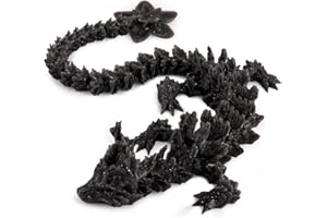 GENERIC 3D Printed Cherry Blossom Crystal Dragon, Articulated Movable Dragon Model – 12 Inch Decorative Fantasy Dragon for Display, Collection, and Unique Gift (Midnight Blossom)