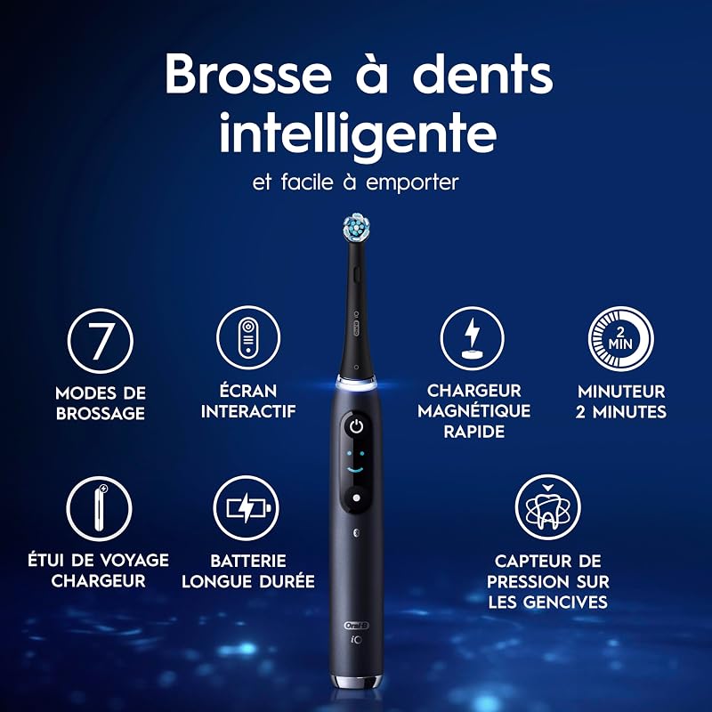 Brosse à Dents Electrique iO 9, 3 Brossettes de Rechange, Noire