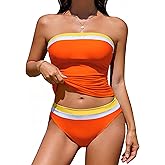 DaiLiWei Tankini Swimsuits for Women Tummy Control Bathing Suit Strapless Bandeau Swim Suits 2026 Halter Bikini Sets Teens