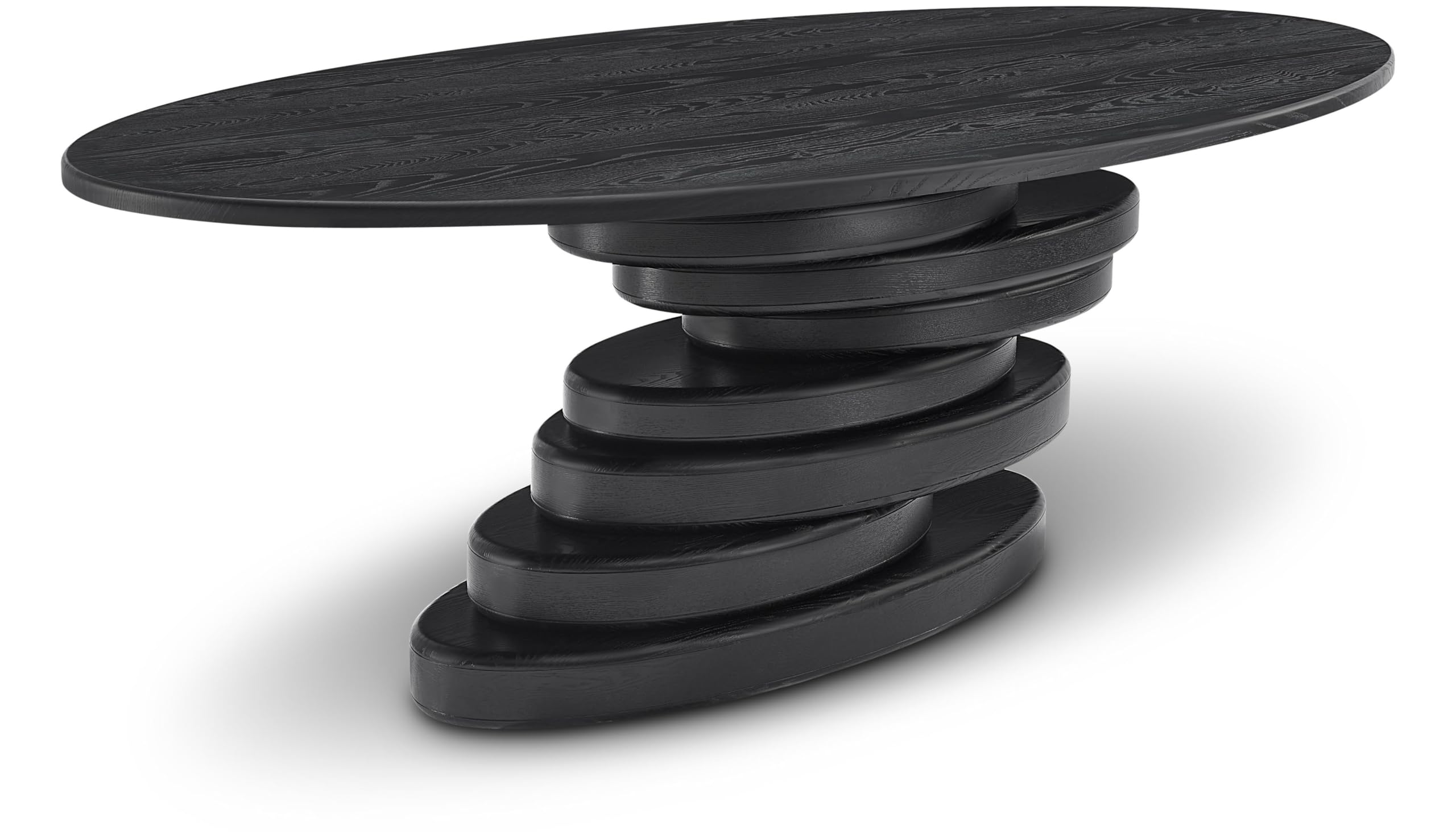 Photo 1 of ***Box 2 of 2*** Meridian Furniture 924Black-T Moriah Collection Art Deco Dining Table with Rich Black Finish, Oak Wood Veneer, 90" W x 48" D x 31" H, Oak