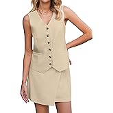 luvamia 2 Piece Skirt Sets for Women Dressy Sleeveless Blazer Vest Skirts Matching Suit Set Business Casual Work Outfits