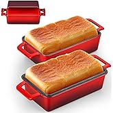 Leonyo 9x5 inch Enameled Cast Iron Loaf Pan, 2 Piece Homemade Sourdough Bread Loaf Pan with Lid, 2-in-1 Dutch Oven for Bread Baking, Pound Cake, Even Heat Distribution & Up to 500℉, Red