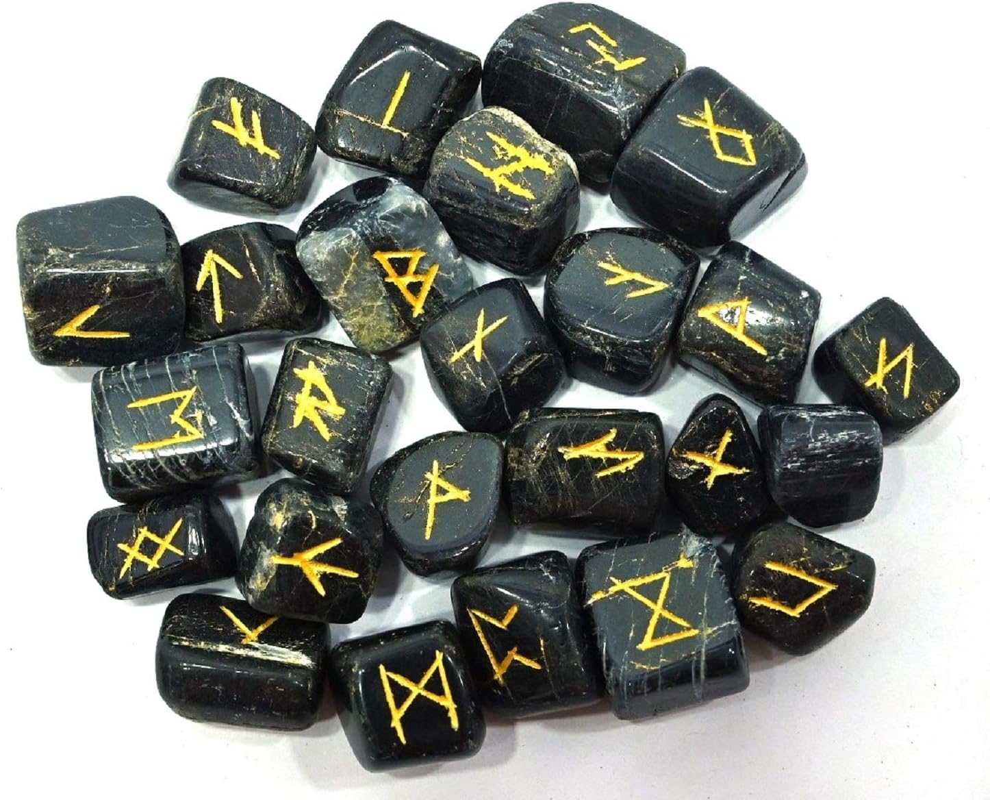 Indoor Fountains & Accessories - WholesaleGemShop Black Tourmaline Rune Set with Velvet Bag