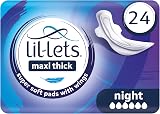 Lil-Lets Maxi Night Pads with Wings 24 Count Unscented Overnight