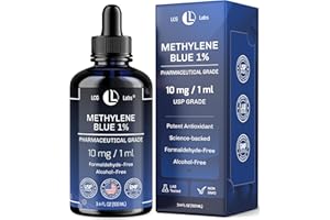LCG LABS Methylene Blue Drops - Methylene Blue Pharmaceutical Grade 1% - Liquid Drops Aqueous Solution 10 mg / 1 ml - Third Party Tested - Formaldehyde & Alcohol-Free - Made in USA 3.4 Fl OZ