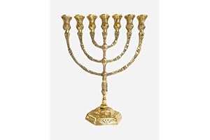 GENERIC Menorah 7 Branch,Heavy Weight Brass Copper 12in, from The Holyland Jerusalem. Antik Jewish Candle Holder, 6552, Bronze