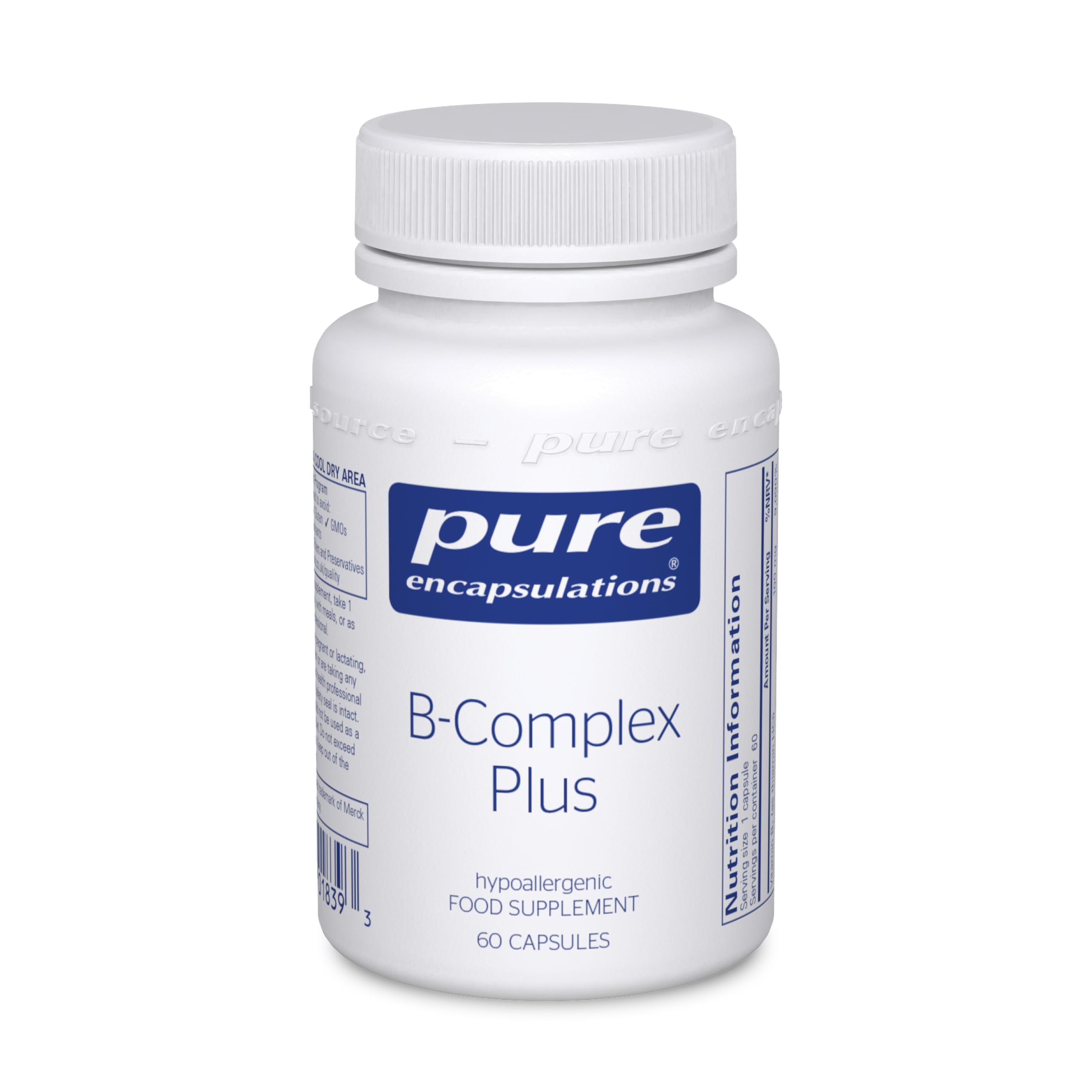 Pure Encapsulations - Vitamin B-Complex Plus - Balanced B Vitamin Formula with Active Folate - 60 Capsules