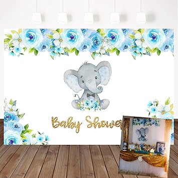 Amazon Com Mehofoto Elephant Boy Baby Shower Backdrop Blue