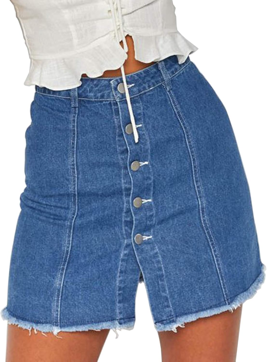 blue jean button up skirt