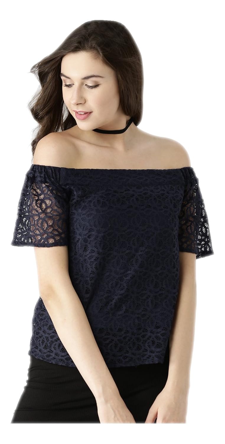 marie claire women's top (mc672--xl, blue, x-large)