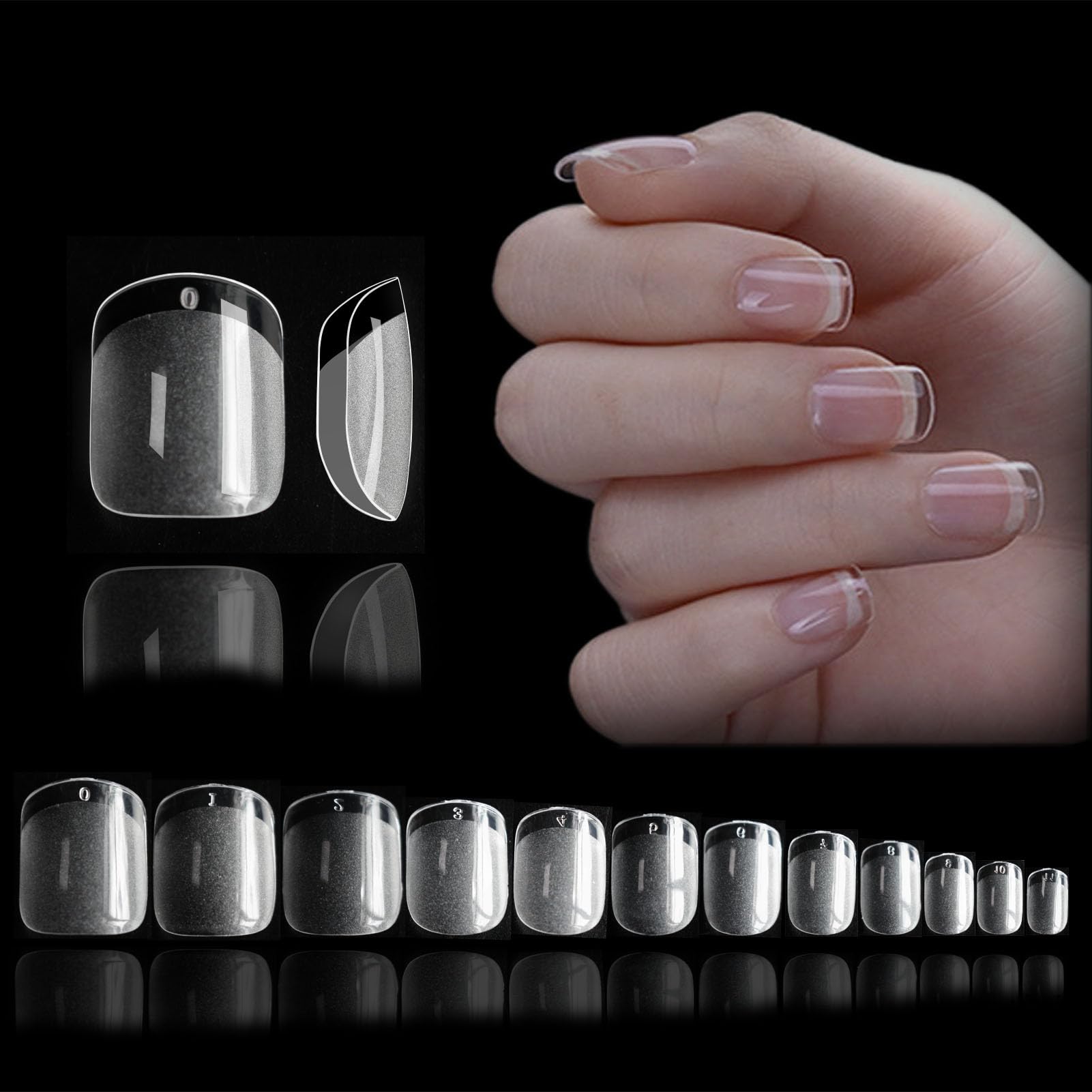 552Pcs Square Nail Tips Extra Short - XS Soft Gel Full Cover Nail Tips, Pre-Buff Clear Acrylic False Nails Gelly Tip, 12 Sizes Artificial Fingernails Gel X Nail for Acrylic Extensions