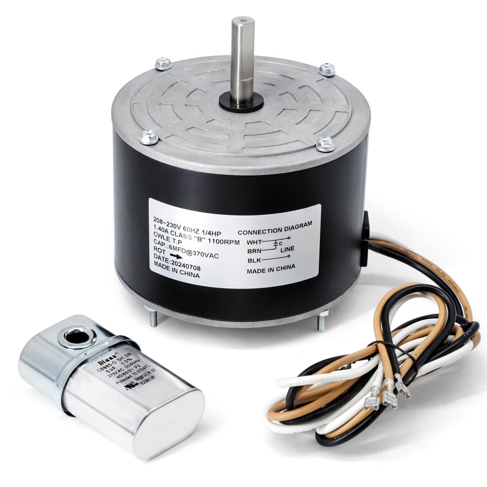Photo 1 of Criditpid AC Condenser Fan Motor Replaces Carrier 5KCP39EGS070S 5KCP39EGY823S, Genteq GE3905, Bryant Payne HC39GE237A HC39GE234A, Dayton 6DLL0, 1/4HP 1100 RPM 208-230V Condenser Motor with Capacitor.