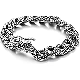 COOLSTEELANDBEYOND Mens Stainless Steel Viking Dragon Bracelet Nordic Serpent Chain, Heavy-Duty Norse Mythology Jewelry