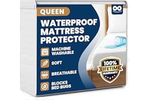 Everlasting Comfort Queen XL Mattress Protector - Waterproof, Hypoallergenic Bed Cover, Seamless Fit, Breathable & Quiet, Inc