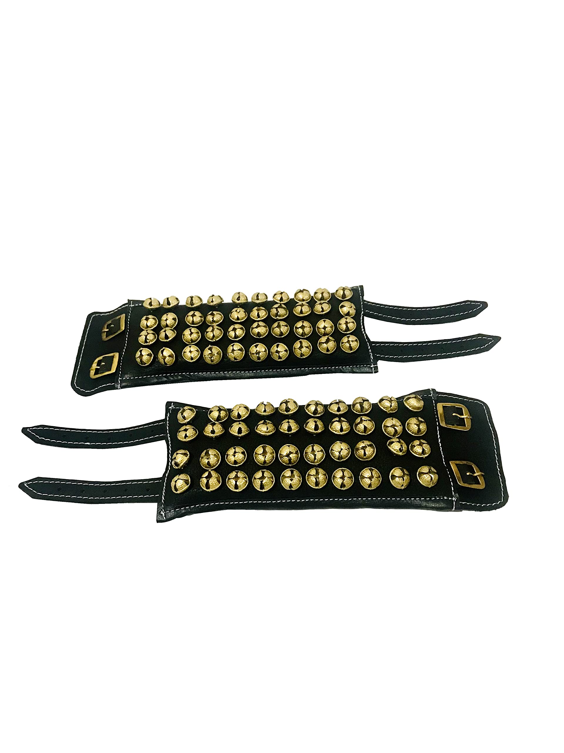 Ghungroo dancing bells ghunghroo bells ankle bells Black leather pad pair Four Line Ghungroo (40+40) Dance Accessories Kathak (14 NO.) musical anklet for Bharatnatyam classical Indian dancers