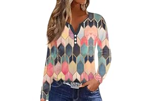 COTECRAM Womens Long Sleeve Tops Dressy Casual V Neck Tee Shirts 2024 Fall Fashion Trendy Button Down Tunic Blouses