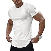 Dokotoo Men Mens Slim Fit Muscle Crewneck T-Shirt Summer Athlelic Shirts Longline Short Sleeve Summer Tees Shirts